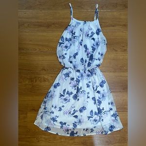 Peach Royal Haltar Top Sleeveless Floral Dress - Small